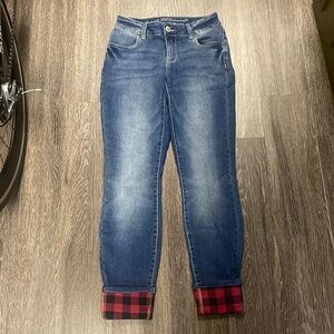 Maurices M Jeans mid-rise plaid cuff skinny jeans